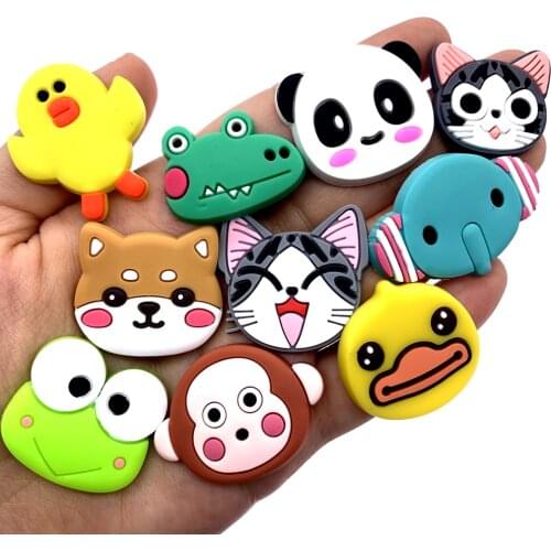 11PCS/Set Cartoon Animal Cat Icon Shoes Charms Silicone Graden Shoe Accessories Buckles Frog Panda Wristband Decor