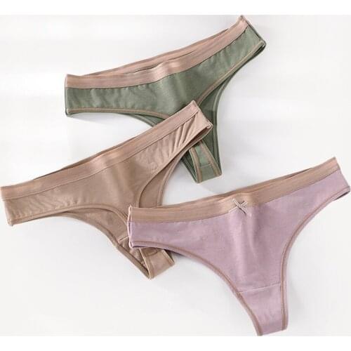 3Pcs/Lot Womens Cotton G-String Thong Panties String Underwear Women Briefs Sexy Lingerie Pants Intimate Ladies Bow Low-Rise