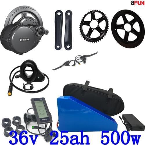 36V BBS02B BBS02 Bafang 36V 500W mid drive electric motor kit with 36V 25AH 1000W LithiumElectric Bike battery and charger