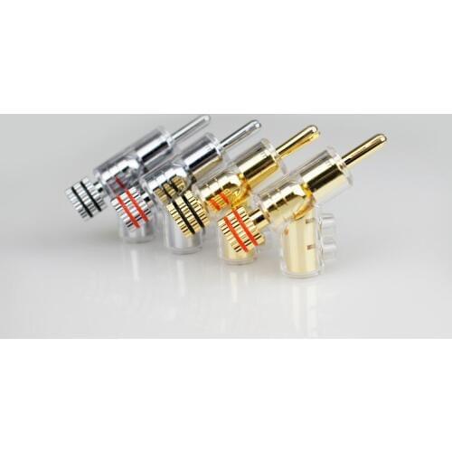 4pcs Hi-end HIFI Gold Rhodium Plated Gun-type Audio Video Speaker Adapter 6mm banana connector 45 Dgree Lock Screw Welding Free