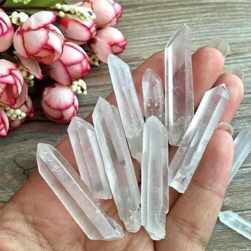 5Pcs Natural Clear Point Quartz White Crystal Raw Stone Terminated Wand Specimen
