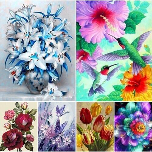 5D Diamond Painting Flowers DIY Cross stitch Full Square Diamond Embroidery Flower Mosaic Pattern Picture of Rhinestones Decor