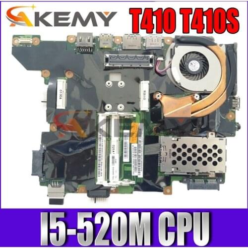Akemy 75Y4122 04W1912 MAIN BOARD For Lenovo ThinkPad T410 T410S Laptop Motherboard I5-520M CPU UMA HD DDR3