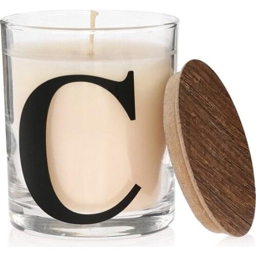 C Letter Transparent Cup Scented Candle With Wooden Lid Gelatinous candles and scents свечи и ароматы velas y aromas