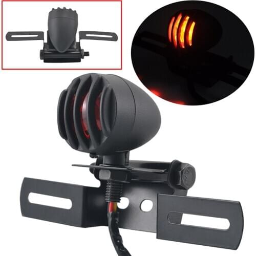 Motorcycle Grille Bullet Running Brake Tail Light with License Plate Holder For Harley Honda Yamaha Suzuki Cafe Racer Universal