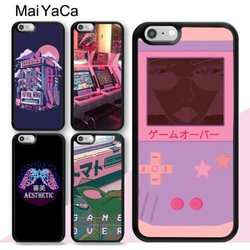 Retro Aesthetic Japanese Game Over Case For iPhone XR X XS Max 12 mini 11 Pro Max SE 2020 6S 7 8 Plus Back Cell Housing Cover