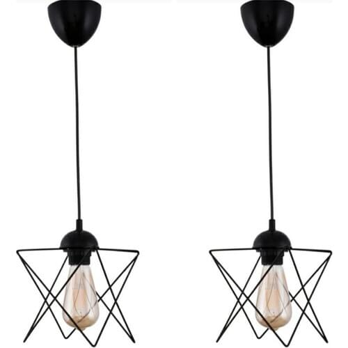 Home 2 Pieces Single Black Chevron Pendant Lamp Chandelier
