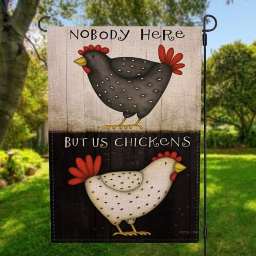 Two-sided Black White Chicken Garden Flag Banner with Windproof Rubber Stopper Clip 12.5''x18.5'' 32x47cm