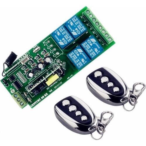 Kejee)Wide Voltage 85V~250V 110V 220V 230V 250V 4CH RF Wireless Remote Control Relay Switch Receiver For LED Lamp Garage Doors