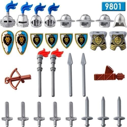 DR.TONG 8pcs/lot Medieval Castle Kingdoms Green Dargon Knights Rider Solider Shield Sword Building Blocks Toys Kids Gift AX9806