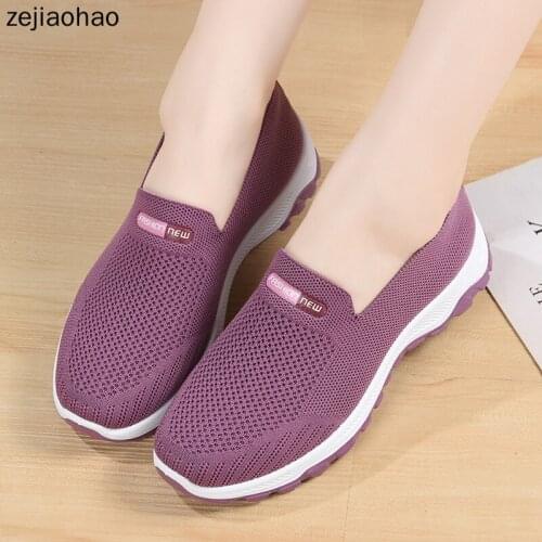 Zejiaohao Autumn Women Shoes Flats Causual Ladies Sports Shoes Fashion Air Mesh Slip On Light Breathable Female Sneakers syd-120