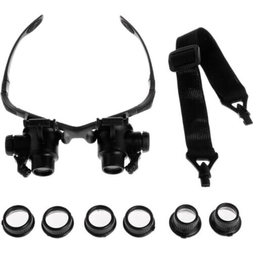 Headband Repair Magnifier With LED Light Dual Eye Jewelry Magnifying Glasses 10X 15X 20X 25X