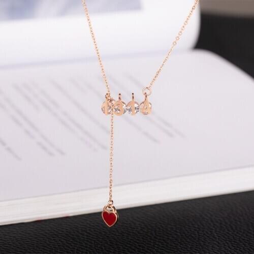 Small red heart pendant fashion temperament wild necklace zircon collar necklace for women wedding jewelry new year gift