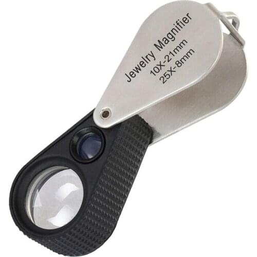 10X 25X Metal Folded Magnifier for Jewelry，Pocket Loupe，Jewel Jewelry Magnifier
