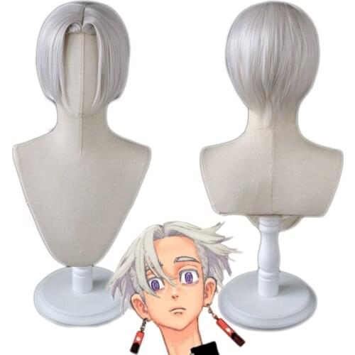 Tokyo Revengers Kurokawa Izana Silver Gray Short Wig Cosplay Costume Heat Resistant Synthetic Hair Men Women Party Wigs