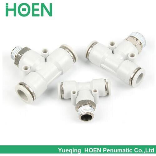 PB4 01 PB T Type Threaded Tee Push-in Fitting 4mm joint pipe 1/8 Thread Air Quick Conneactor Pneumatic Air Fittings PB4-01