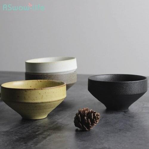 Japanese Style Textured Restoration Simple Pottery Handmade Food Rice Ramen Noodle Bowl Salad Soup Bowls Tea Tableware Supplies