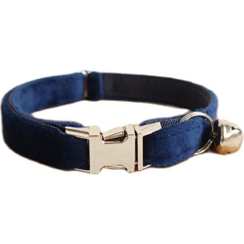 Handmade engraving metal buckle velvet cat collar pet products 2 sizes double cloth cat collar