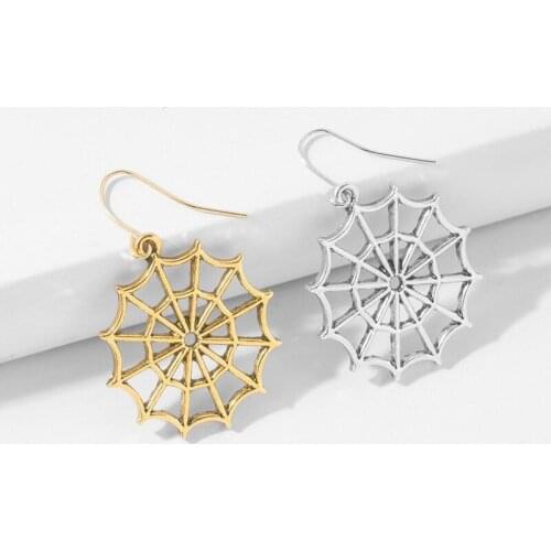 Hot Sale European and American Cross-border Retro Spider Web Earrings Simple Hollow Earrings Alloy Pendant Jewelry