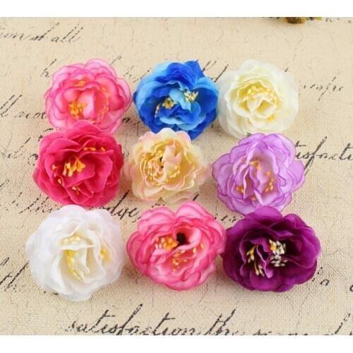 100pcs/Lot 4.5cm Silk Peony Camellia Flower Head For Wedding Party Holidays Venue Archwar Ball-flower Bouquet Making