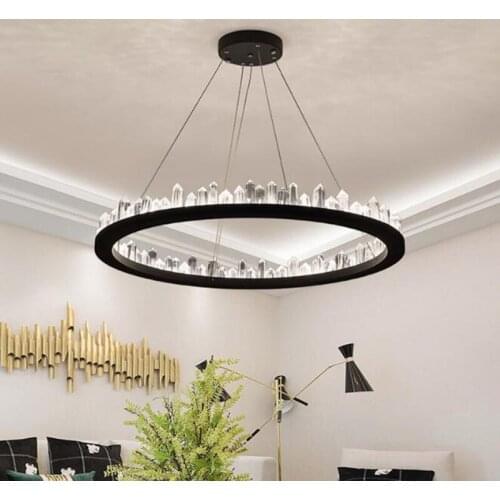 SHIJIA Modern Crystal Chandeliers Hanging LED Chandelier for Living Room Kitchen Chandeliers Bedroom Nordic Dining Room Light