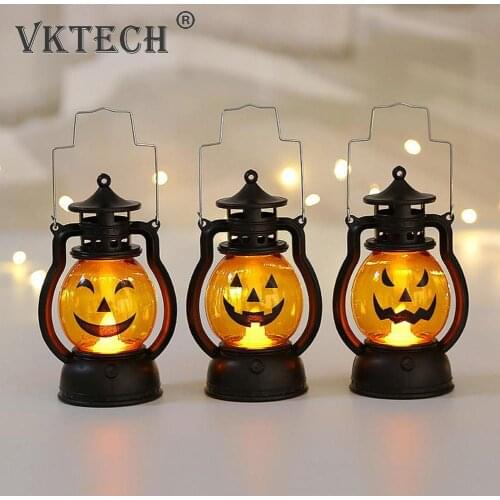 LED Pumpkin Skull Lantern Light Halloween Decorative Prop Ornament for Home Festival Party Oil Lamp Lantern Atmosphere Props