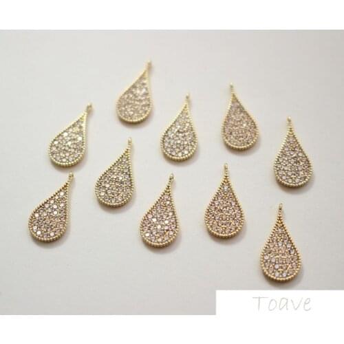 1pcs Water Drop Copper Inlaid with Zircon Pendant Handmade DIY Ear Stud Bracelet Material Accessories