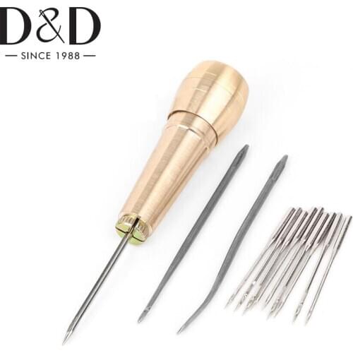 13 Needles Copper Leather Sewing Awl Hand Stitch Kit Tools for Shoes Handmade Leather Sewing DIY Leather Repair Sewing Awl