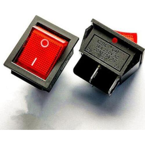 2pcs/lot RED LED Light 25*31mm SPST 4PIN ON/OFF Boat Rocker Switch 16A/250V 20A/125V Car Dash Dashboard Truck RV ATV Home