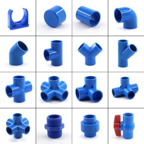 I.D 20mm PVC Pipe Connectors 45 90 Degree Elbow Connector Caps Equal Tee Reducing Tee Garden Water Pipe Adapter Fittings