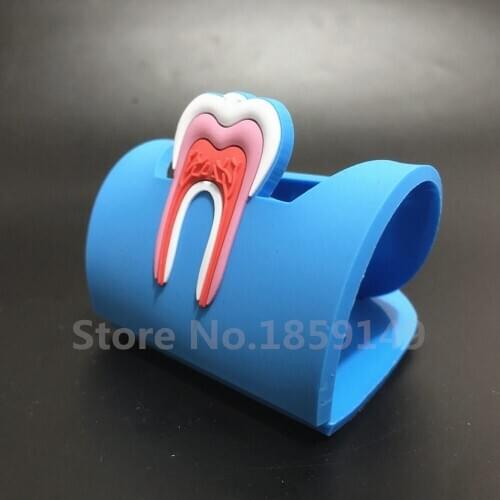 3pcs Rubber Dental Clinic Tooth Business Name Card Holder Case Display Stand-Blue