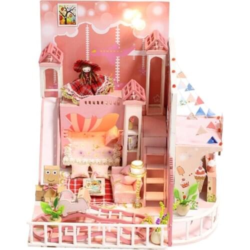 3D DIY Wooden Doll House Girl Boy Play House Toys Dreamy Miniature Assembled Model House Children Handmade Birthday Gift