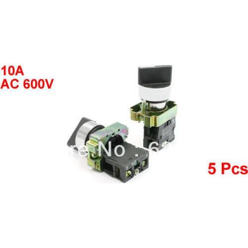 5 PCS XB2-BD21 Two 2 Position SPST Self Locking Rotary Maintained Select Selector Switch Lock 22mm 7/8" 1 NO N/O Normally Open