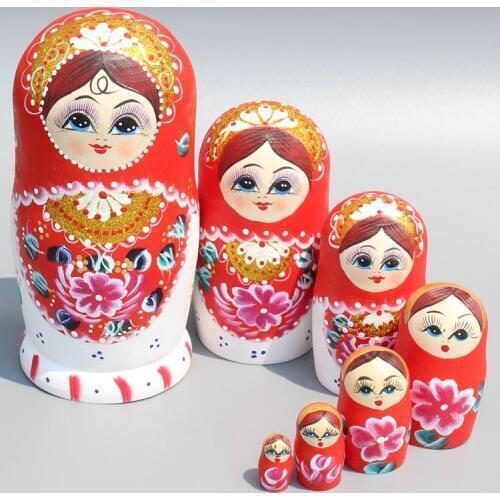 7pcs/set Hand Paint Matryoshka Dolls Set Creative Wedding Party Decoration Wooden Russian Nesting Babushka Matryoshka Dolls Toys