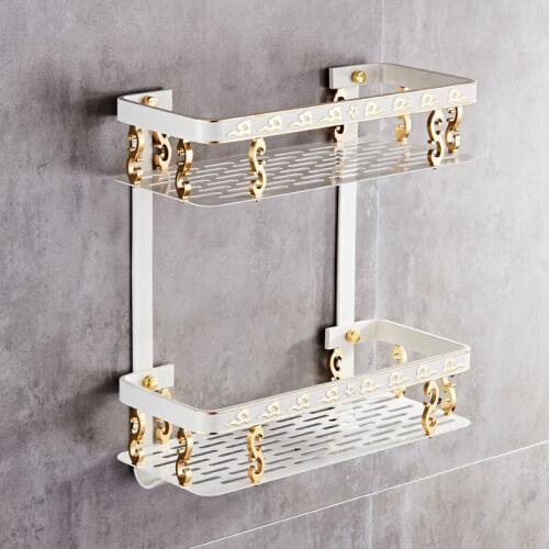 Aluminum Bathroom Shelf Carved Shower Rack Corner Shelf Bath Shower Shelf Wall Mount Storage Organizer Holder Rack Free Shipping