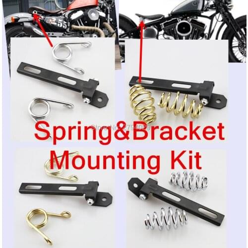 Free Shipping Solo Seat Coil Barrel Clip Scissor Springs Bracket Mounting Kit For Harley Softail Chopper Bobber Custom