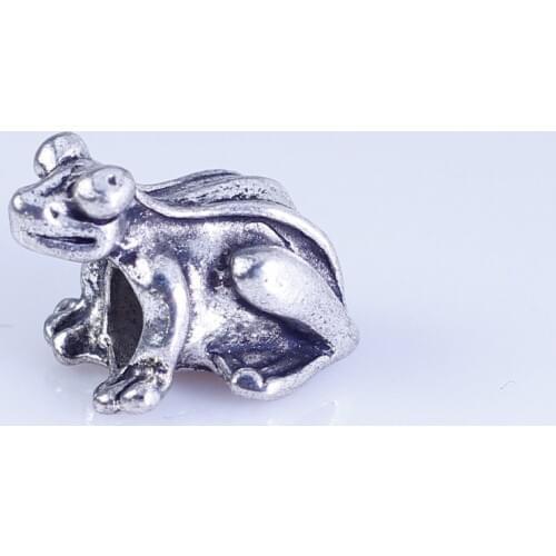 Wholesale 30pcs silver plated Frog beads Big Hole Beads Fit style European Bracelet hole 4mm