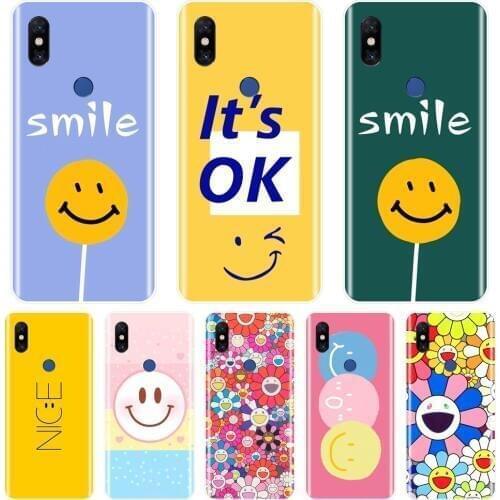 Phone Case For Xiaomi Mi Note Mix 1 2 2S 3 Soft Silicone Yellow Blue Green Smile Flower Face Back Cover For Xiaomi Mi Max 1 2 3