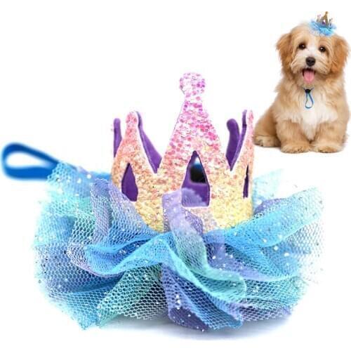 Dorakitten 1pc Pet Hat Creative Lovely Crown Decor Gauze Pet Headband For Cats Dogs Party Dress Up Pet Supplies Hair Accessories