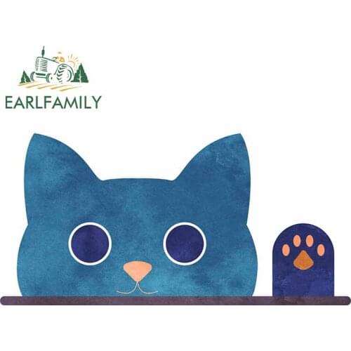 EARLFAMILY 13cm x 6.8cm for Peeking Cat Car Sticker Scratch-Proof Vinyl Material Decal Windshield Personality Anime Decoration