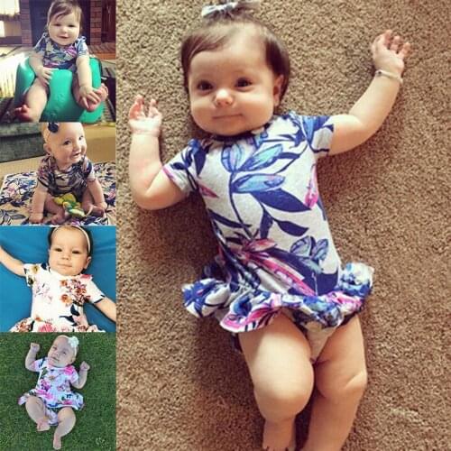 Newborn Baby Dress Romper Summer Cotton floral Rompers for girls O-Neck Overall ballet Style Jumpsuit baby cloth body suit