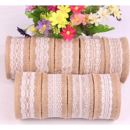 2Meters/roll Linen Lace Ribbon DIY Handmade Christmas Wedding Party Lace Linen Decoration Webbing Satin Ribbon