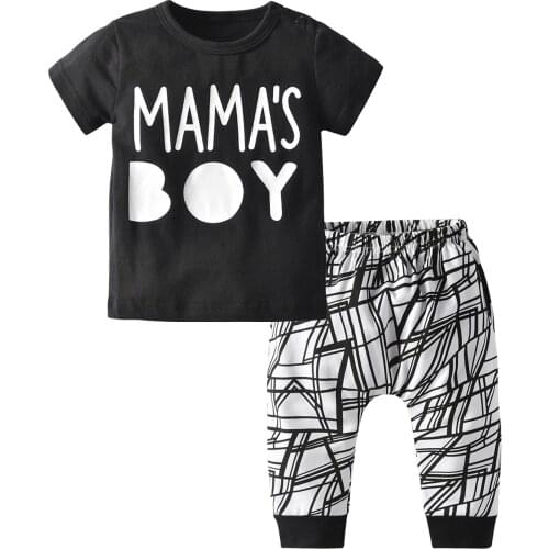 Summer Baby Boy Clothes Newborn Infant MAMAS BOY Short Sleeve T-Shirt and Casual Pants Outfits Set