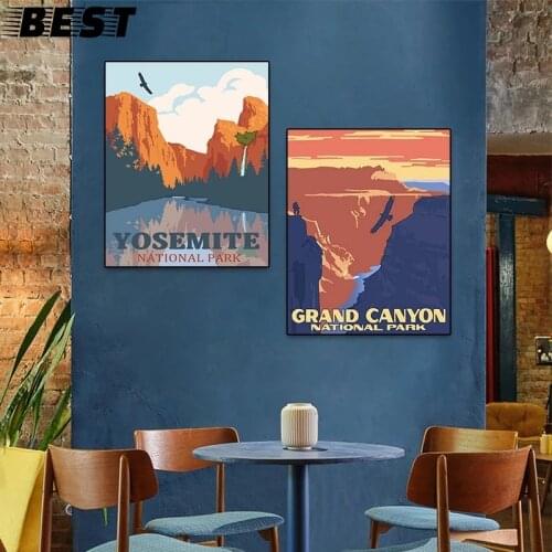 Hot Selling Vintage National Park Posters Prints Rocry Mountain Abstract Canvas Painting Nordic Posters And Prints Wall Picture