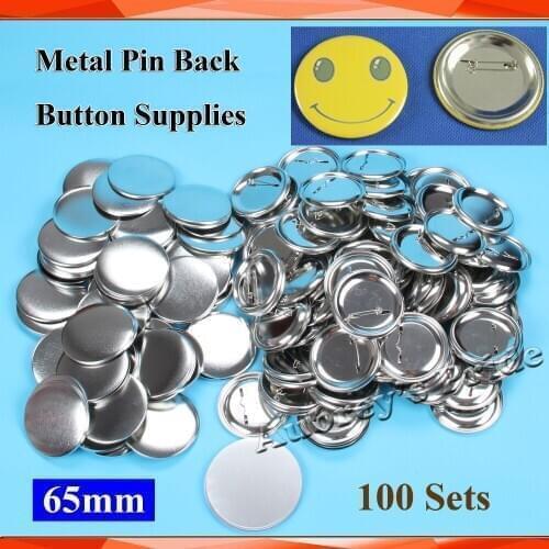 2-1/2" 65mm 100 Sets Pin Back Metal Button Supply Materials NEW Professional All Steel Badge Button Maker