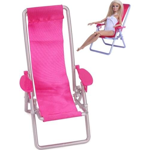 1:6 Scale Dollhouse Furniture Swim Foldable Deckchair Accessories For Doll For Blythe House Lounge Pink Rose Beach Chair