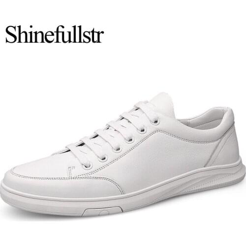 Spring Autumn Men Fashion Casual Genuine Leather White Shoes Luxury Solid Flats Designer 2021 New Dropshipping