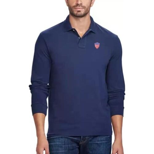 Mens Spring 100% Cotton Lapel Long Sleeve POLO Shirt Business Casual Embroidered Logo Simple Golf Sweatshirt Loose Top