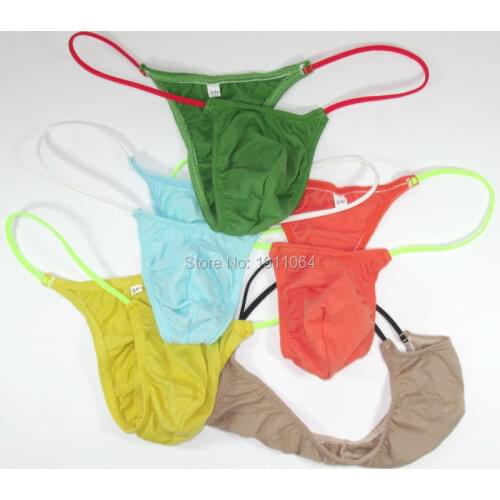 Mens Pouch string pouch Thong small pouch Low Rise T Back G208C Soft Fine Cotton colors