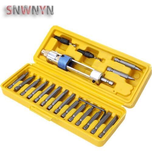 20PCS HSS Half Time Drill Driver Screwdriver Sets Quick-Change Driving Repair Tools Set With Countersink Bits Allen Wrench